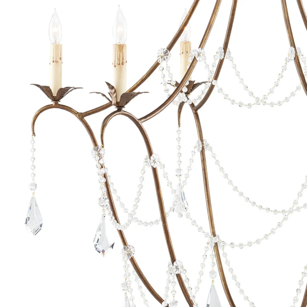 Lampadario in cristallo dorato Princess Ann