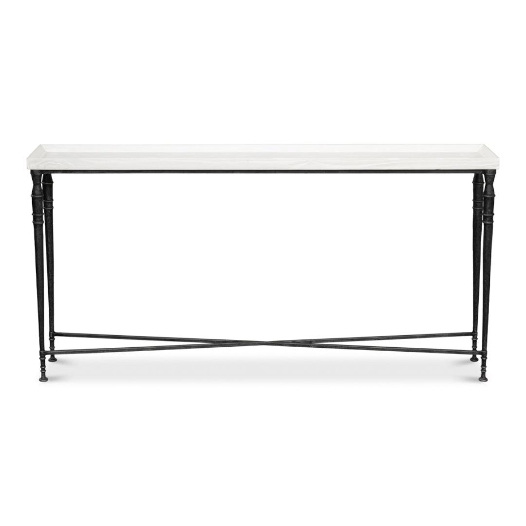 Elegante tavolo consolle con piano in legno