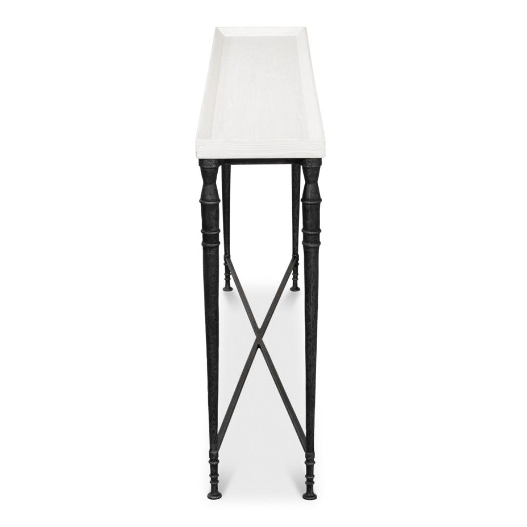 Elegante tavolo consolle con piano in legno