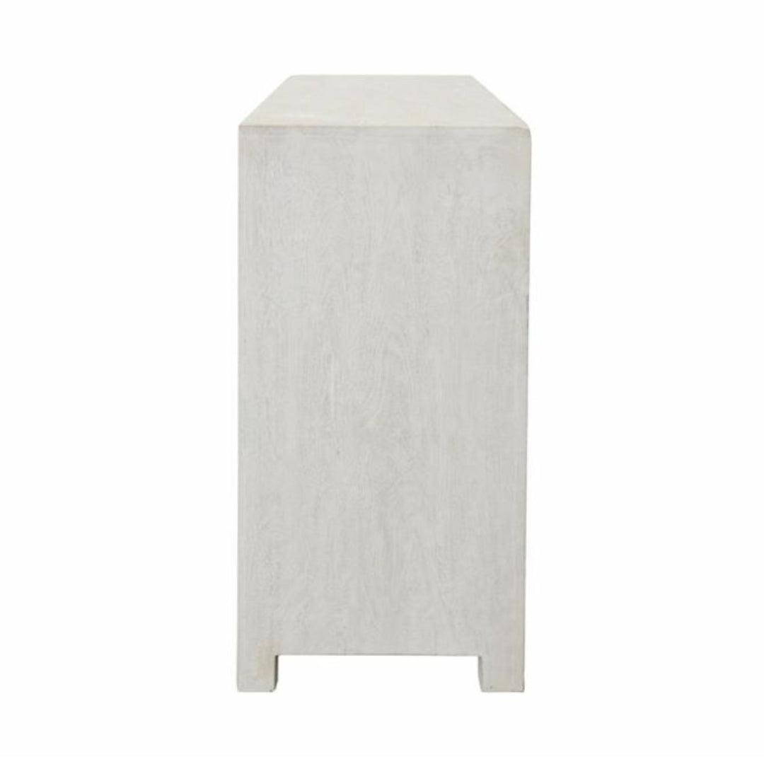 Elegante credenza in legno intagliato con palma bianca