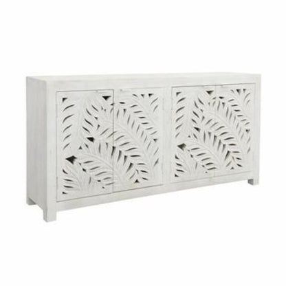 Elegante credenza in legno intagliato con palma bianca