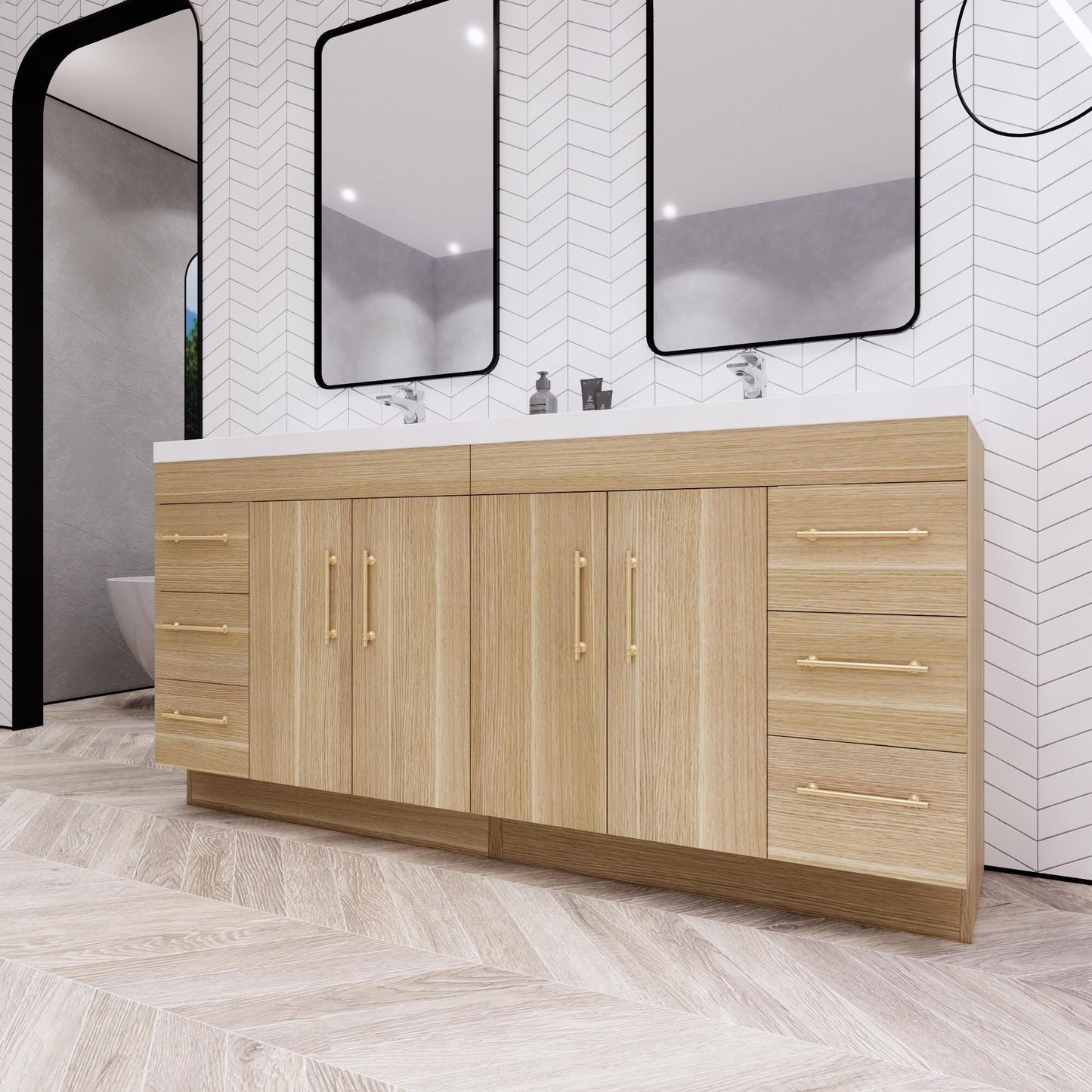 Mobile lavabo indipendente Eliza da 72'' con doppio lavabo