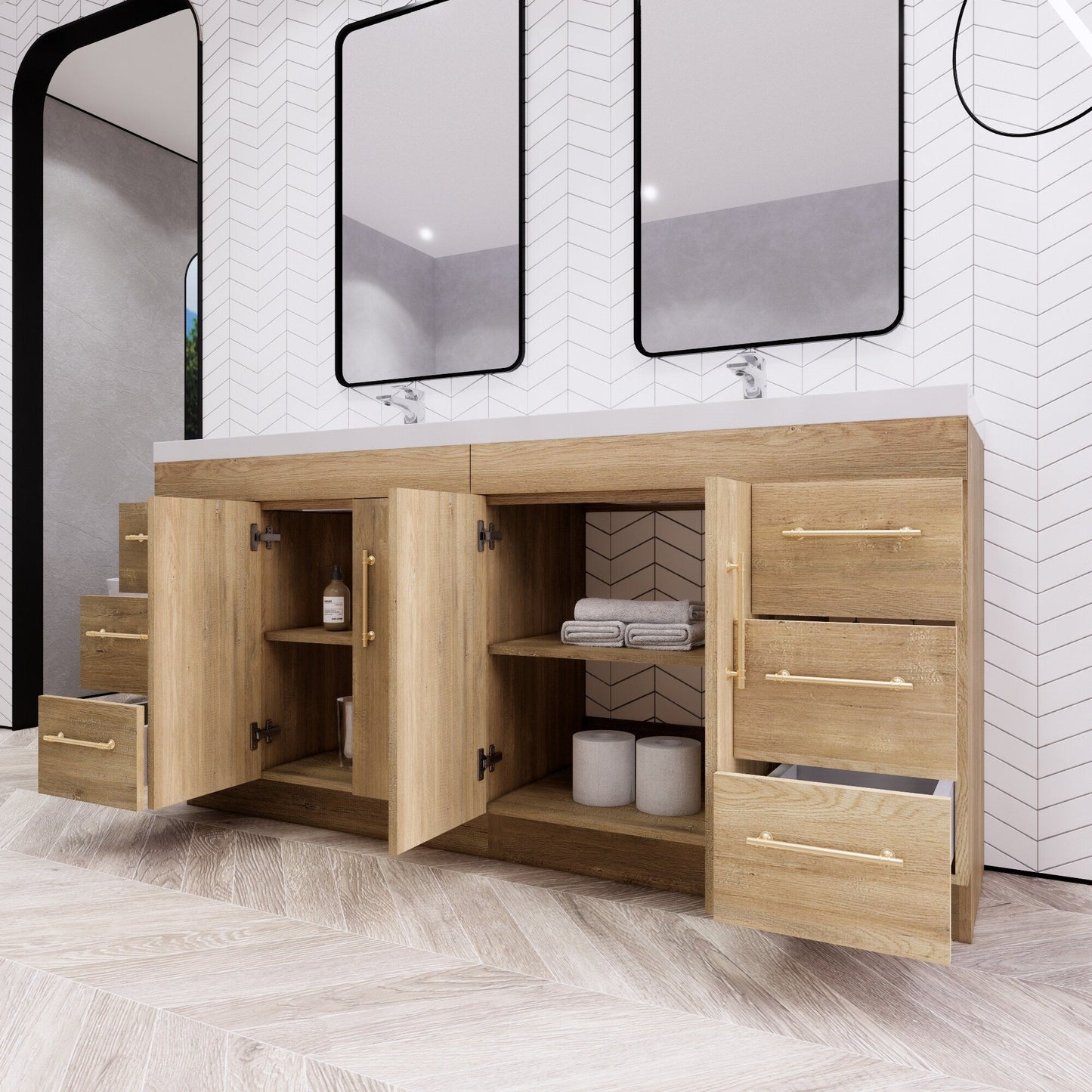 Mobile lavabo indipendente Eliza da 72'' con doppio lavabo