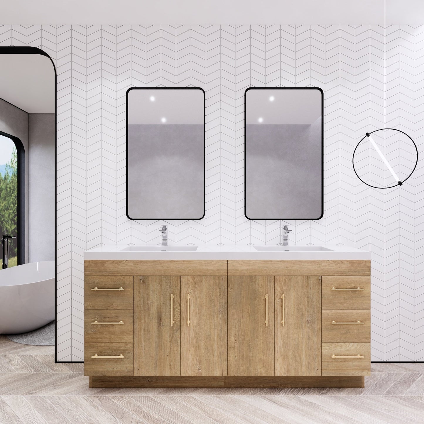 Mobile lavabo indipendente Eliza da 72'' con doppio lavabo