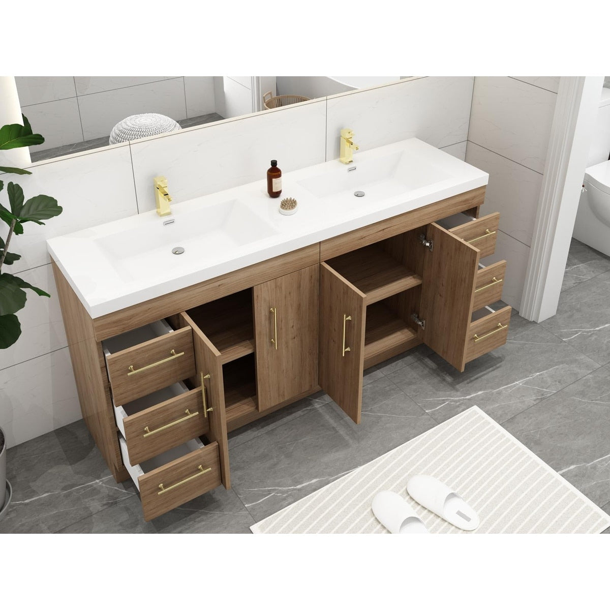 Mobile lavabo indipendente Eliza da 72'' con doppio lavabo
