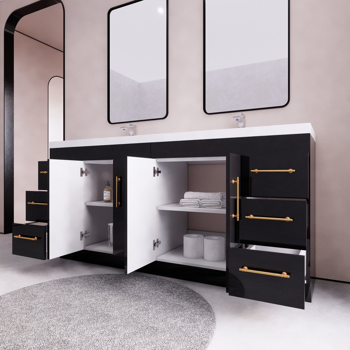 Mobile lavabo indipendente Eliza da 72'' con doppio lavabo