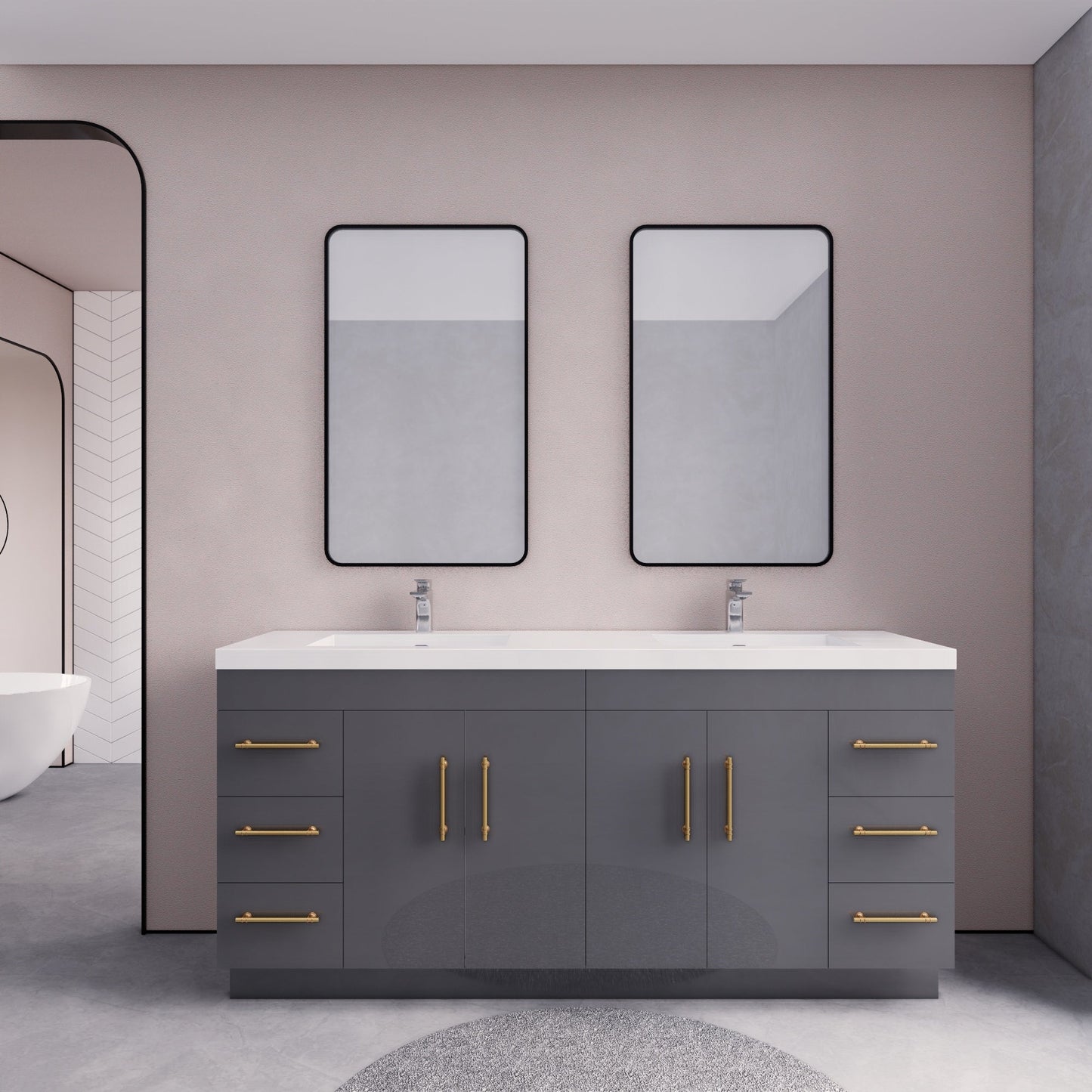 Mobile lavabo indipendente Eliza da 72'' con doppio lavabo