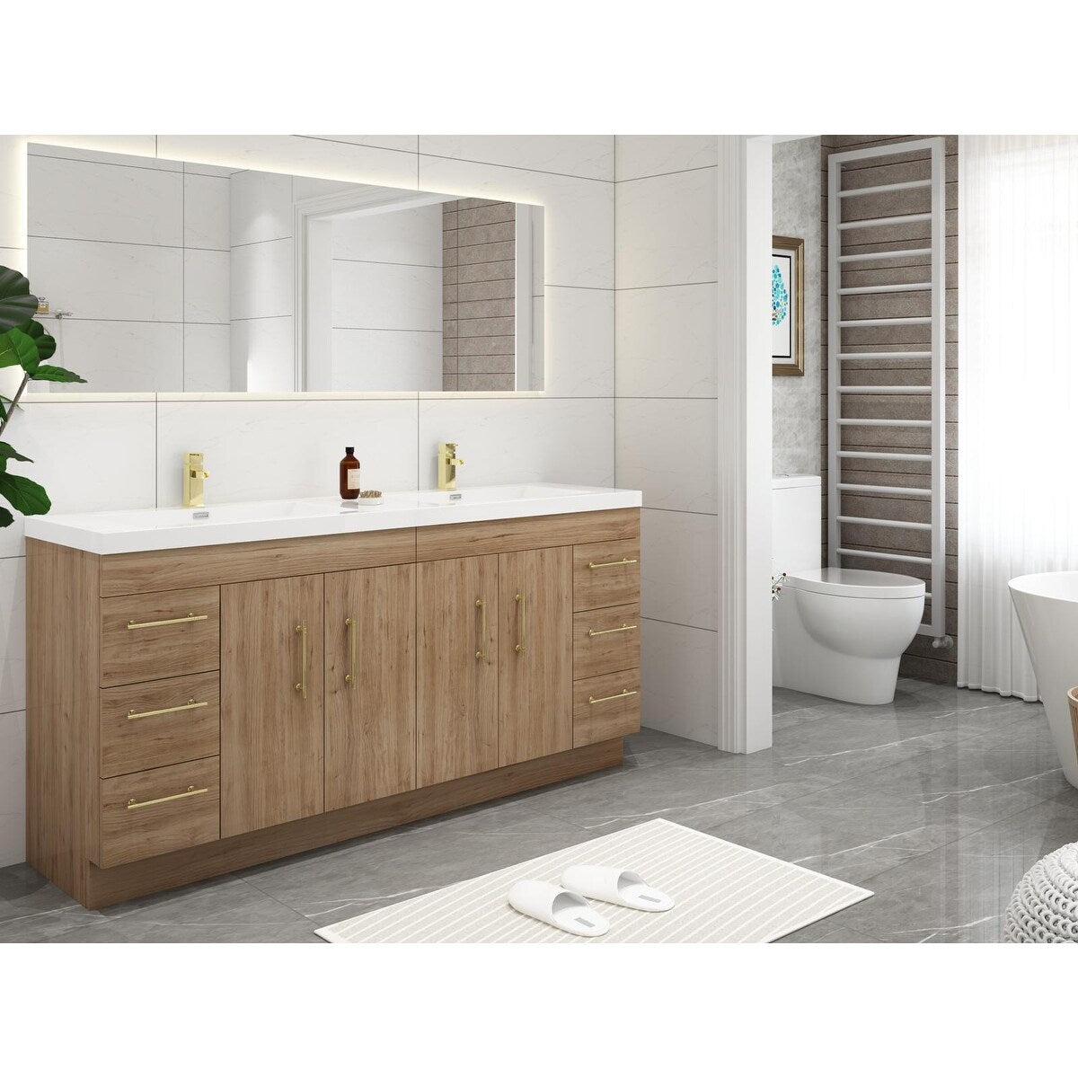 Mobile lavabo indipendente Eliza da 72'' con doppio lavabo