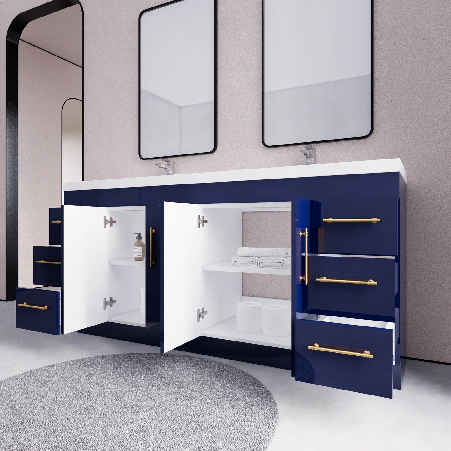 Mobile lavabo indipendente Eliza da 72'' con doppio lavabo