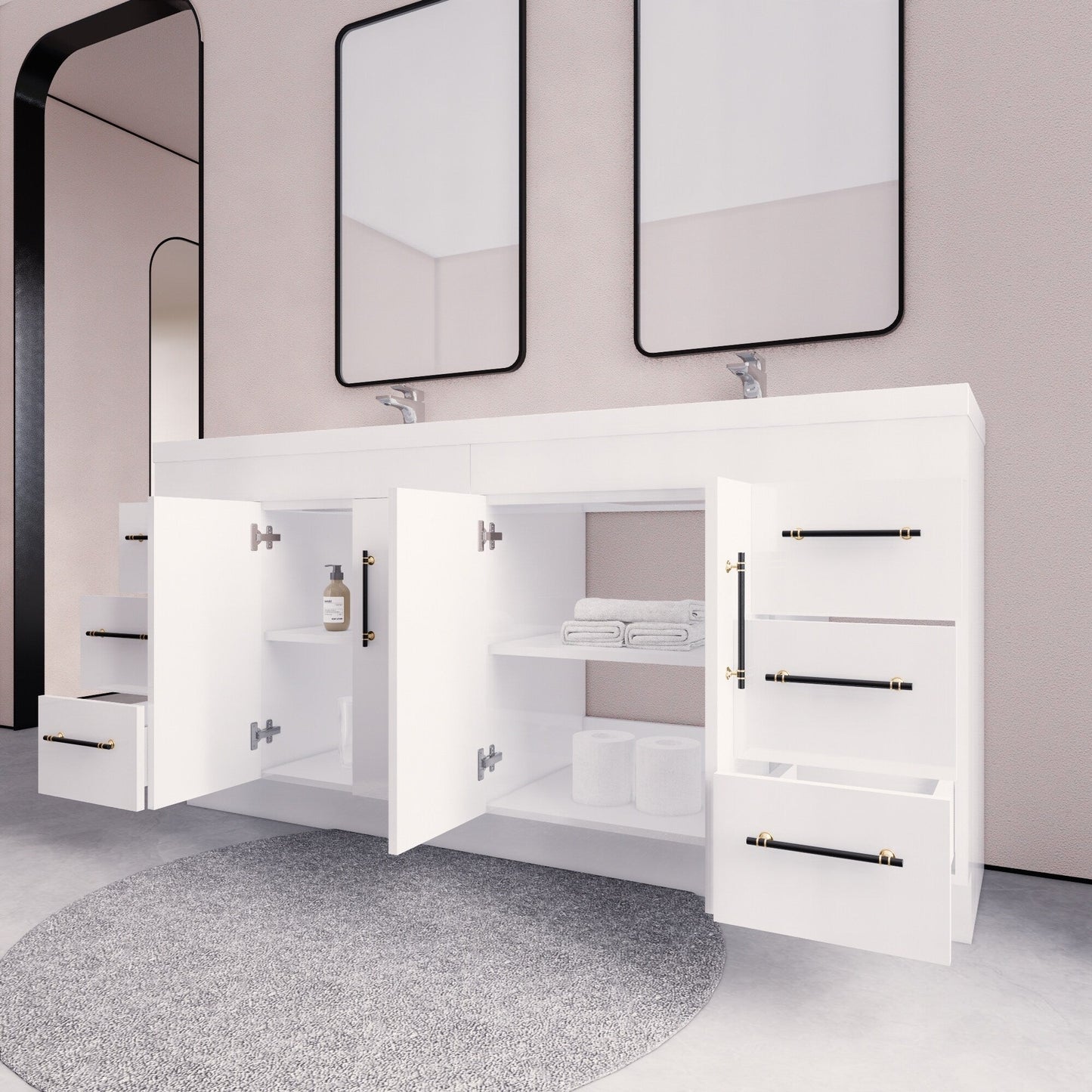 Mobile lavabo indipendente Eliza da 72'' con doppio lavabo