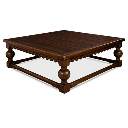 Tavolino da caffè in legno di assi smerlato