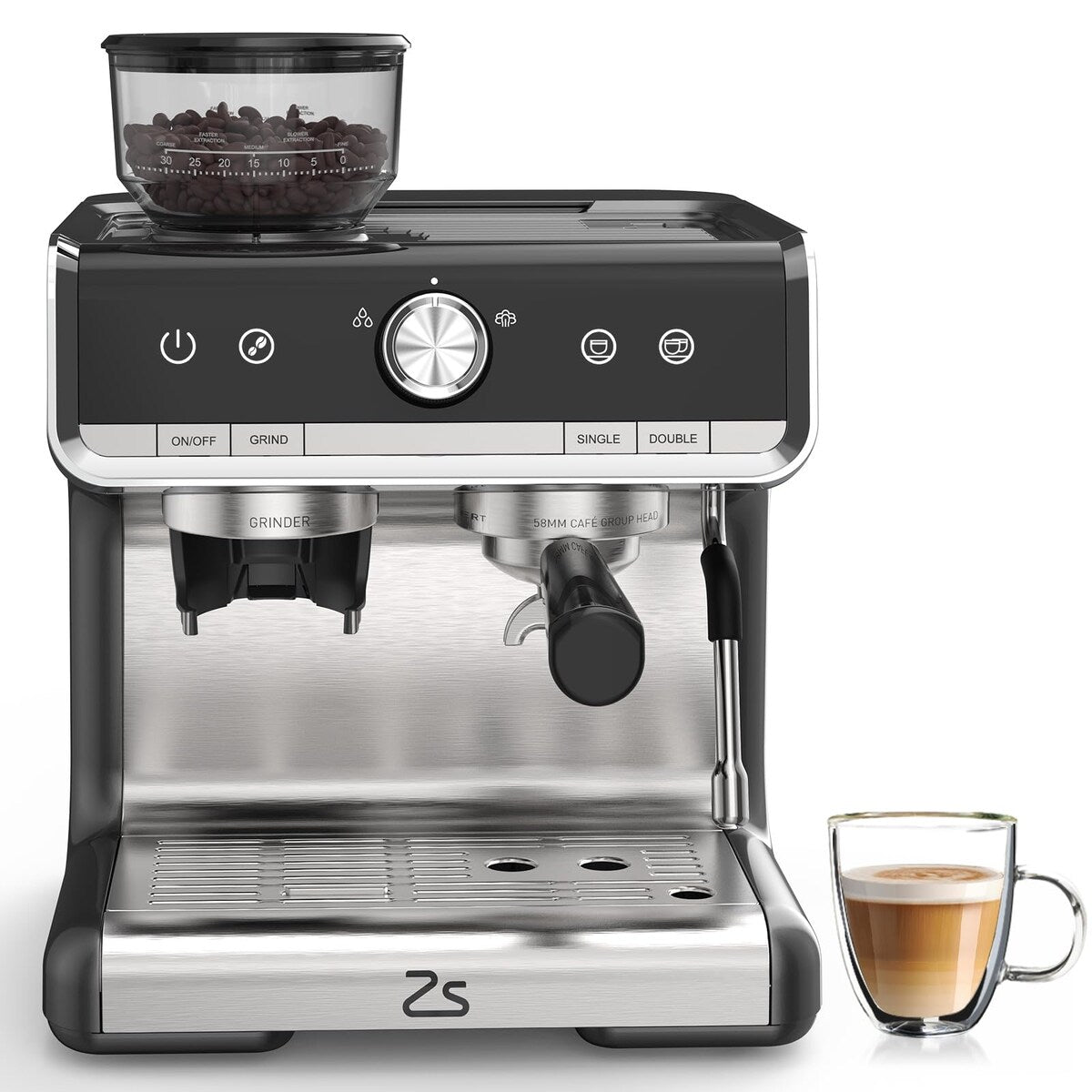 Macchina per caffè espresso, con macinacaffè, serbatoio dell'acqua da 2,8 l