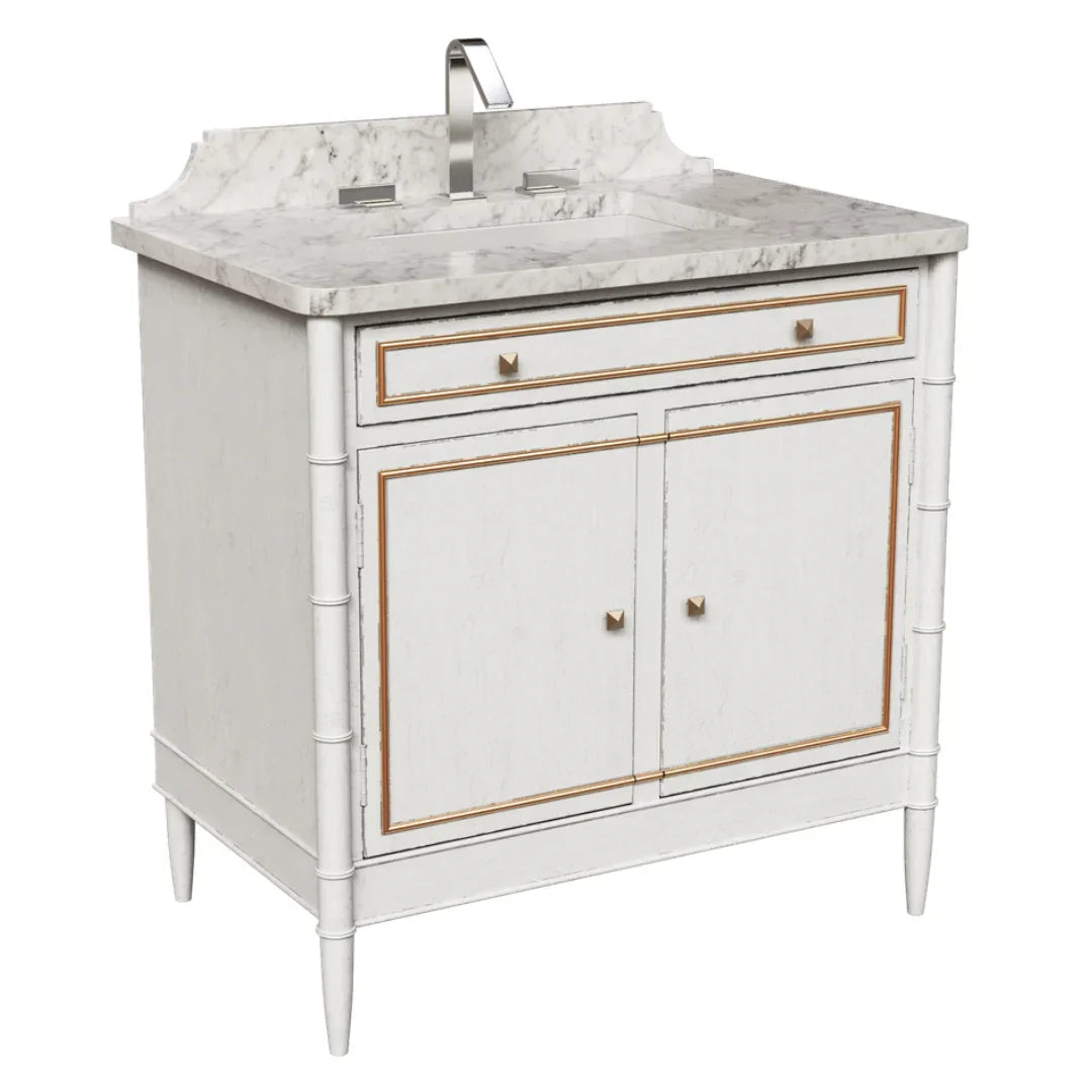 Mobiletto singolo con piano in marmo dorato