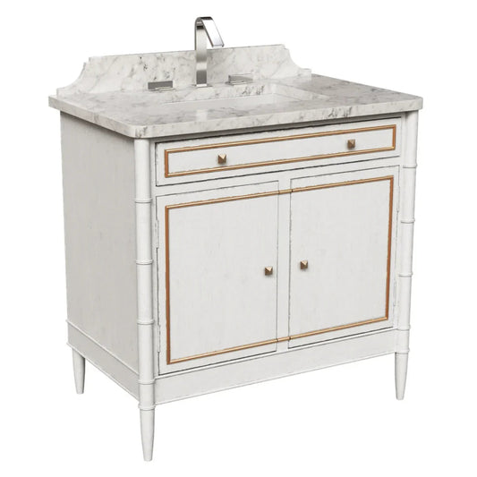 Mobiletto singolo con piano in marmo dorato