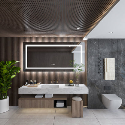 Specchio da bagno extra large con illuminazione a LED, antiappannamento, 3 colori