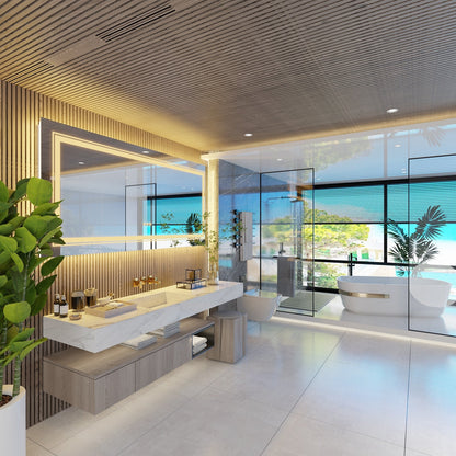 Specchio da bagno extra large con illuminazione a LED, antiappannamento, 3 colori