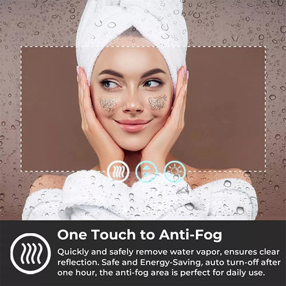 Specchio da bagno extra large con illuminazione a LED, antiappannamento, 3 colori