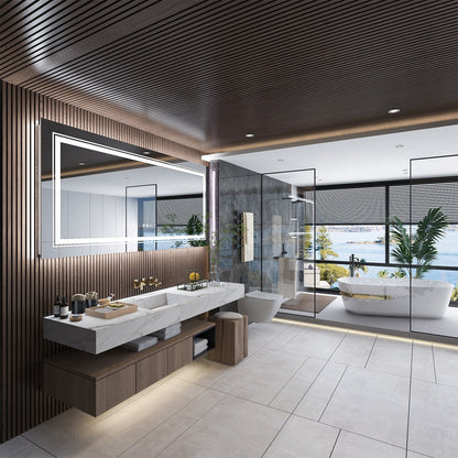 Specchio da bagno extra large con illuminazione a LED, antiappannamento, 3 colori