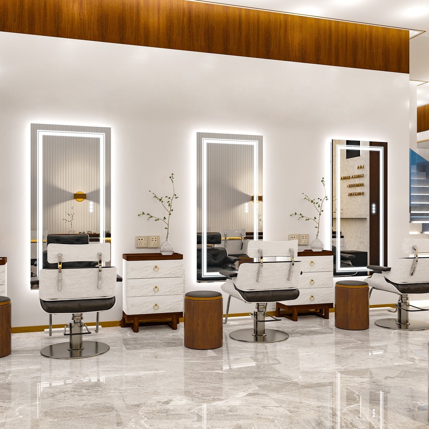 Specchio da bagno extra large con illuminazione a LED, antiappannamento, 3 colori