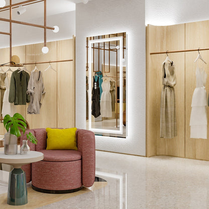 Specchio da bagno extra large con illuminazione a LED, antiappannamento, 3 colori