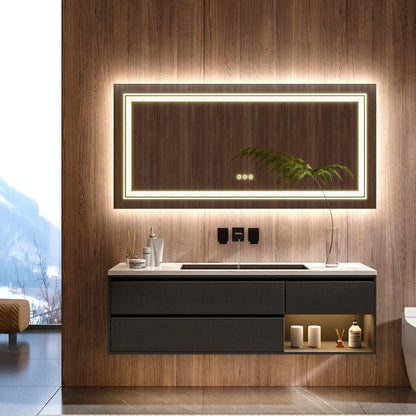 Specchio da bagno extra large con illuminazione a LED, antiappannamento, 3 colori