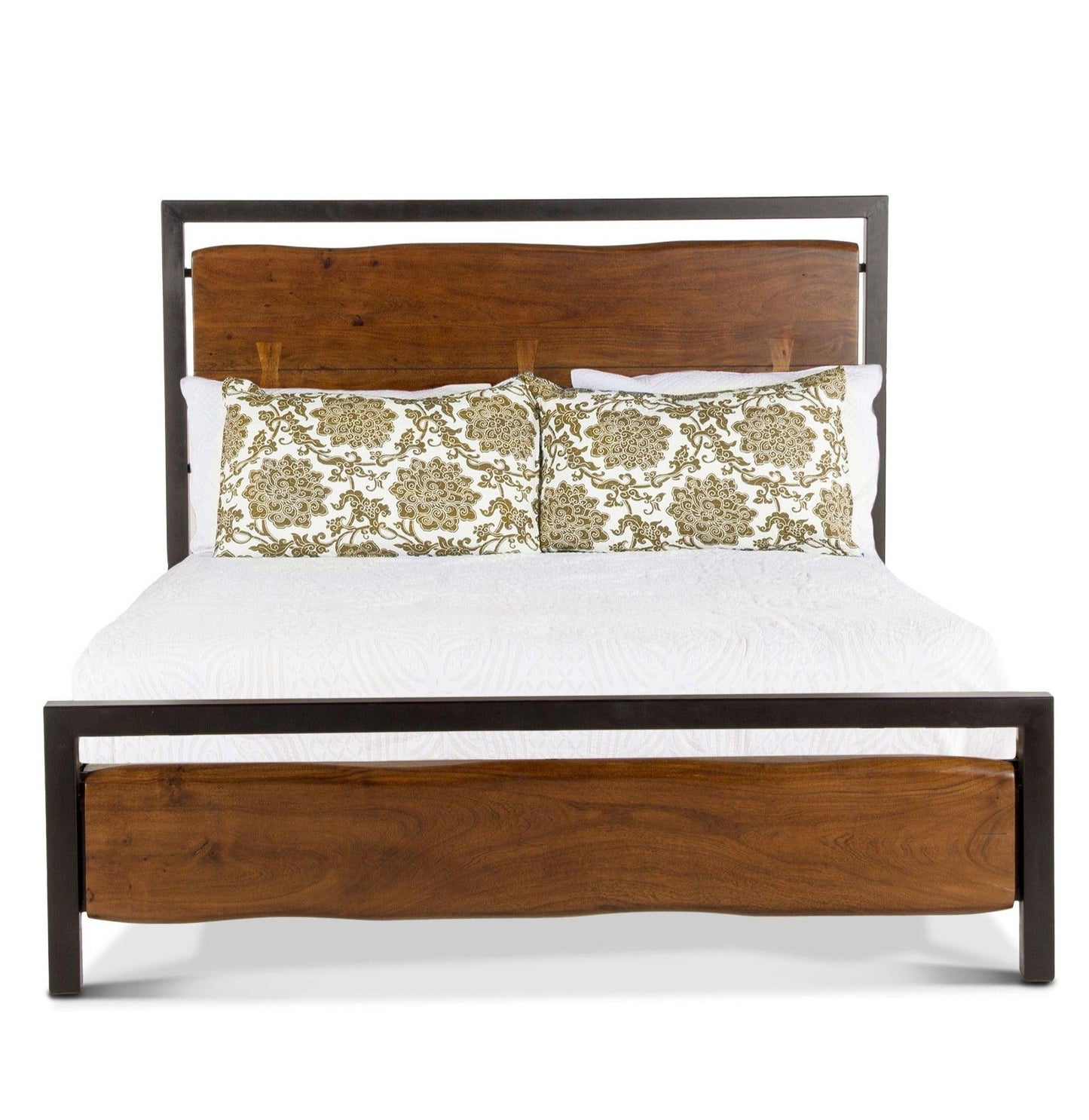 Letto rustico in legno di acacia e ferro