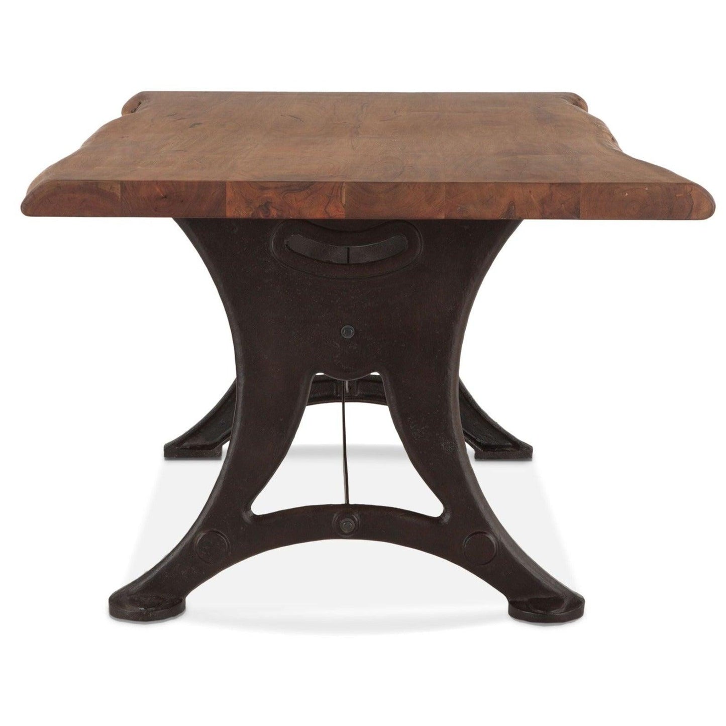 Tavolo da pranzo con piedistallo in ferro forgiato in legno rustico