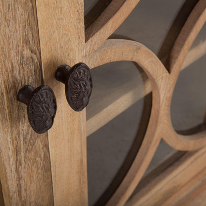 Mobile buffet in vetro rustico naturale, rovere antico