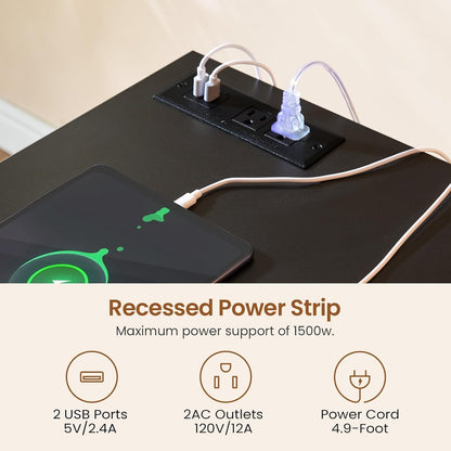 Scrivania direzionale Farmhouse Scrivania per ufficio domestico Cassetto per archivi Supporto per monitor Presa di corrente