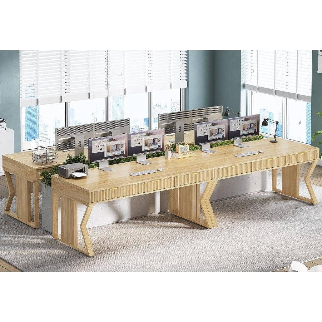 Scrivania direzionale Farmhouse Scrivania per ufficio domestico Cassetto per archivi Supporto per monitor Presa di corrente