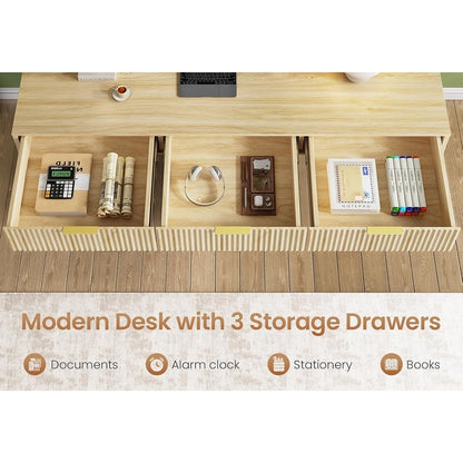 Scrivania direzionale Farmhouse Scrivania per ufficio domestico Cassetto per archivi Supporto per monitor Presa di corrente