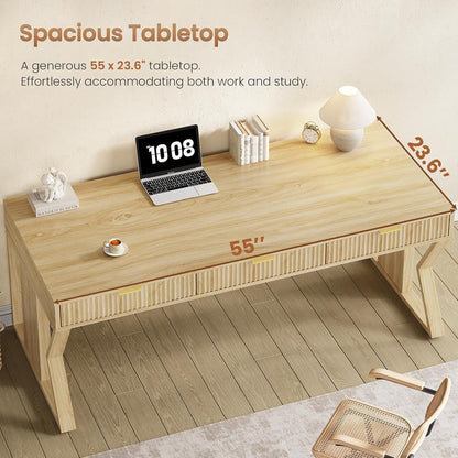 Scrivania direzionale Farmhouse Scrivania per ufficio domestico Cassetto per archivi Supporto per monitor Presa di corrente