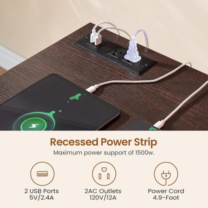 Scrivania direzionale Farmhouse Scrivania per ufficio domestico Cassetto per archivi Supporto per monitor Presa di corrente