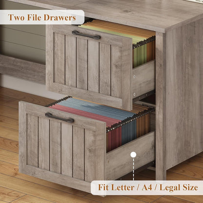 Scrivania direzionale Farmhouse Scrivania per ufficio domestico Cassetto per archivi Supporto per monitor Presa di corrente