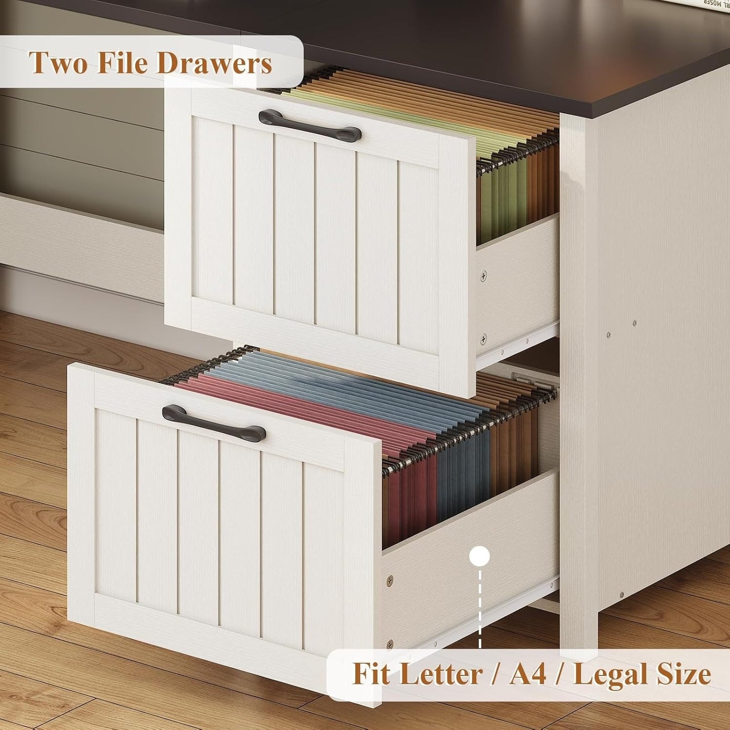 Scrivania direzionale Farmhouse Scrivania per ufficio domestico Cassetto per archivi Supporto per monitor Presa di corrente