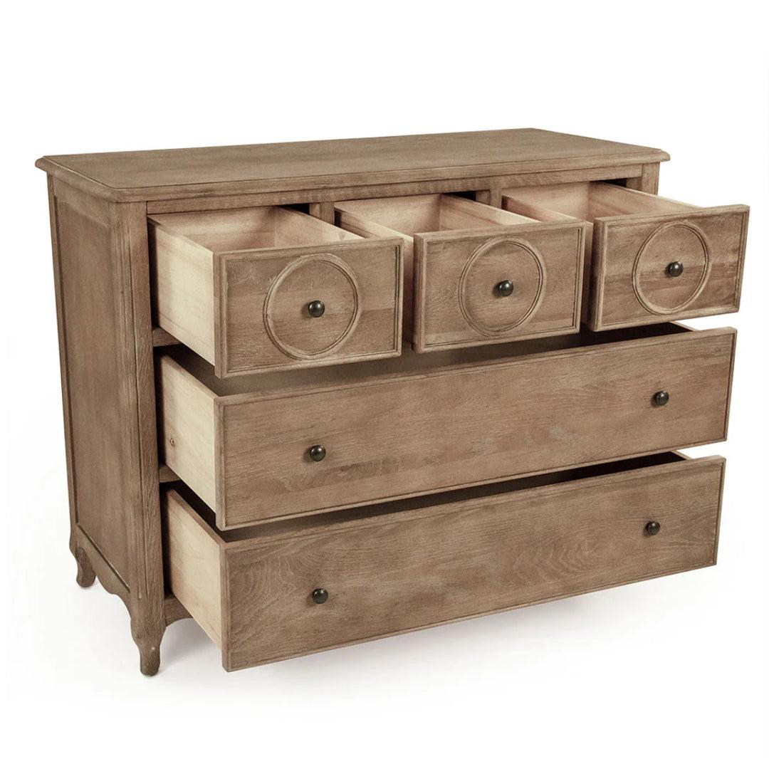 Cassettiera in rovere grigio stile fattoria