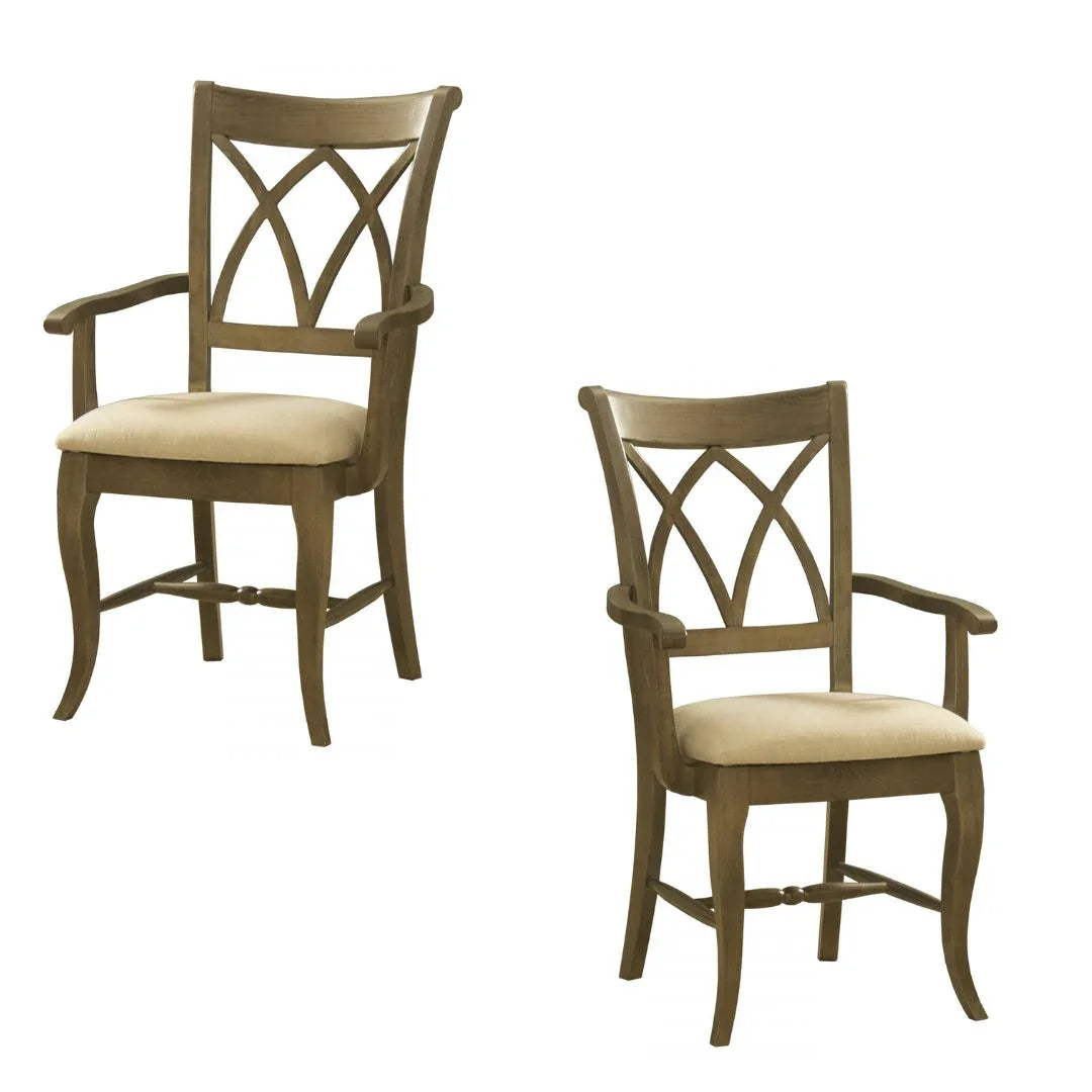 Sedia da pranzo imbottita in legno massello con schienale a doppia X