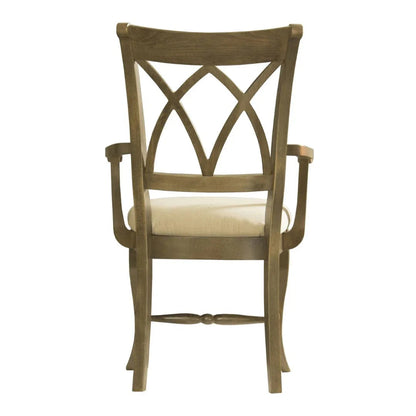 Sedia da pranzo imbottita in legno massello con schienale a doppia X