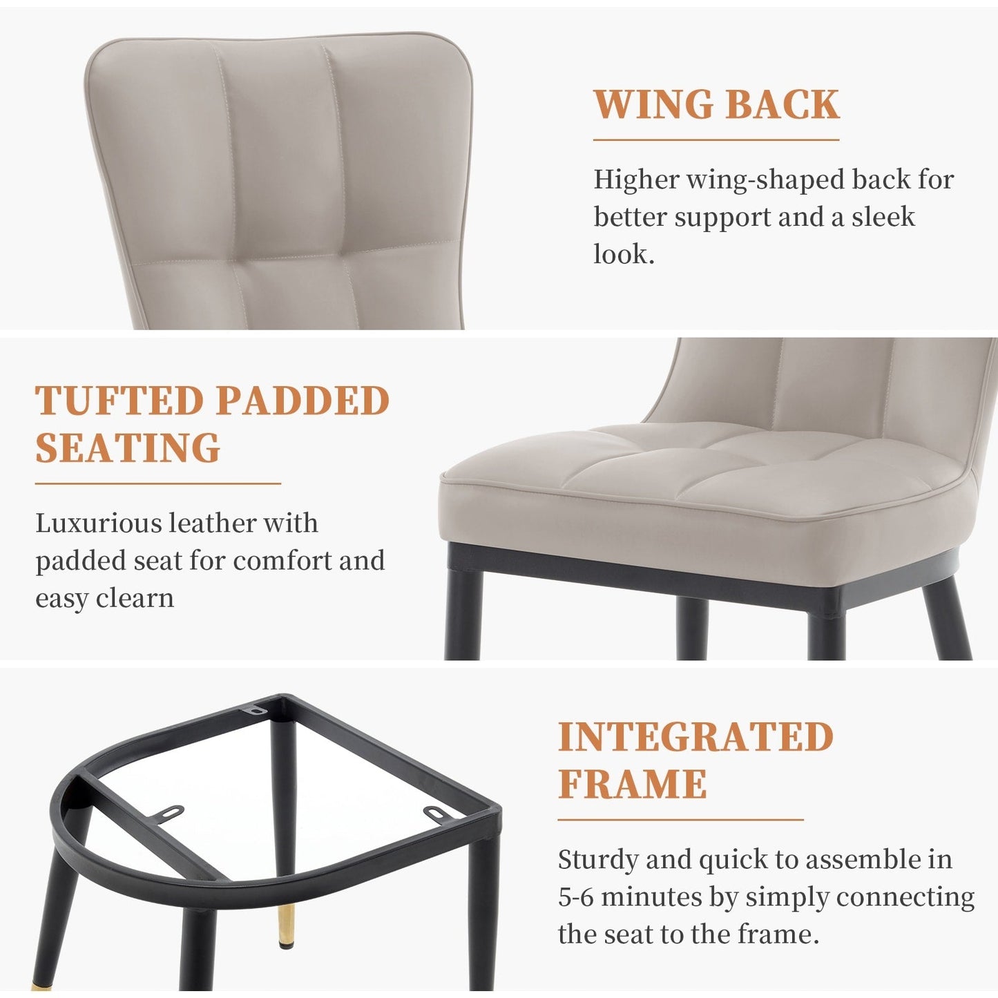 Set di 2/4 sedie da pranzo imbottite in similpelle