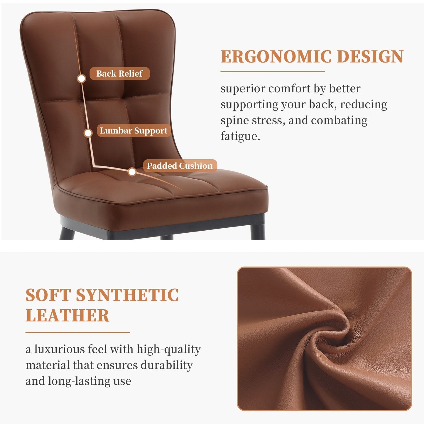 Set di 2/4 sedie da pranzo imbottite in similpelle