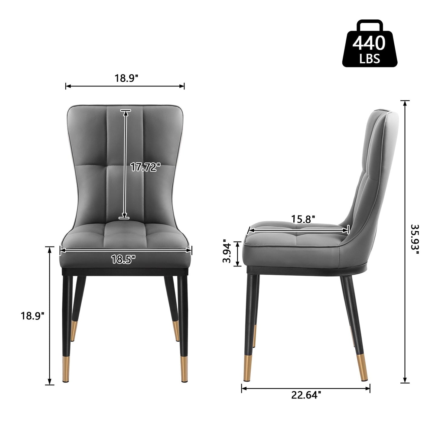 Set di 2/4 sedie da pranzo imbottite in similpelle