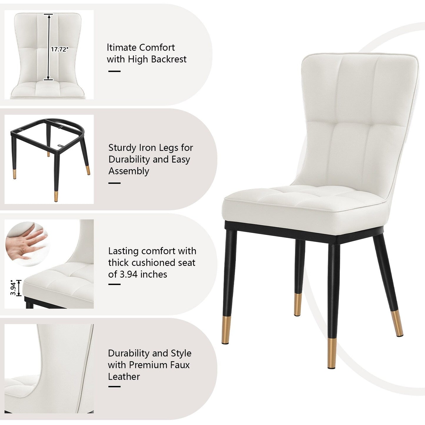 Set di 2/4 sedie da pranzo imbottite in similpelle