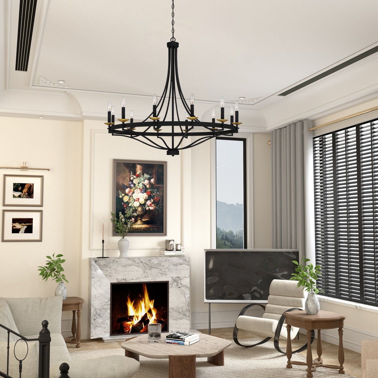 Lampadario Fidenza a 12 luci in stile Impero moderno in stile fattoria con UL - D40'' * H135''