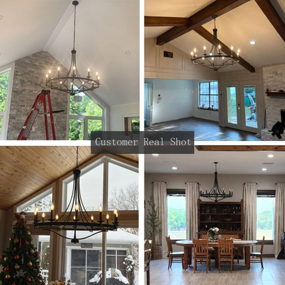 Lampadario Fidenza a 12 luci in stile Impero moderno in stile fattoria con UL - D40'' * H135''