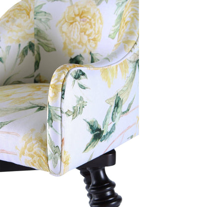 Sgabello girevole imbottito con motivo floreale giallo