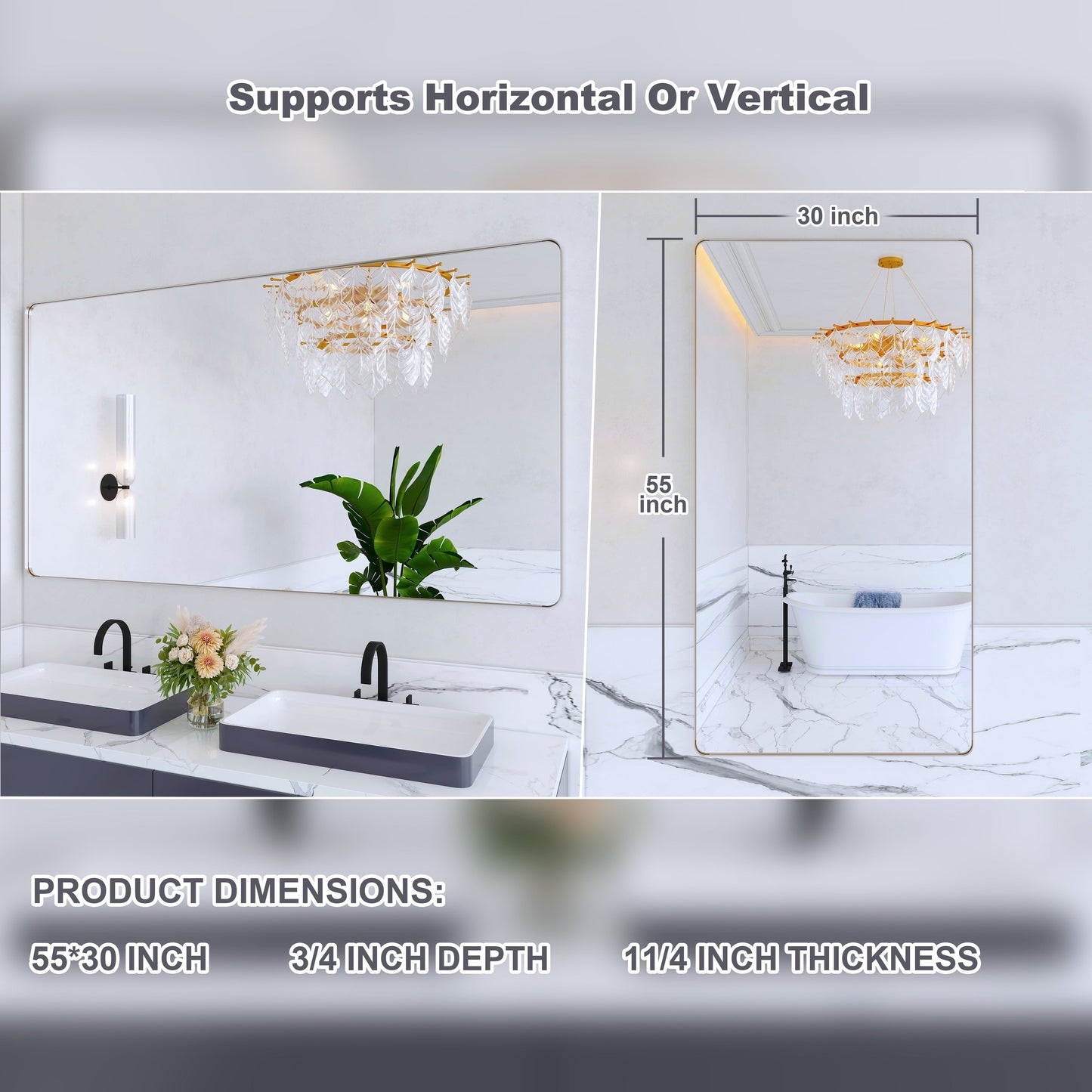 Specchio da bagno con cornice da parete