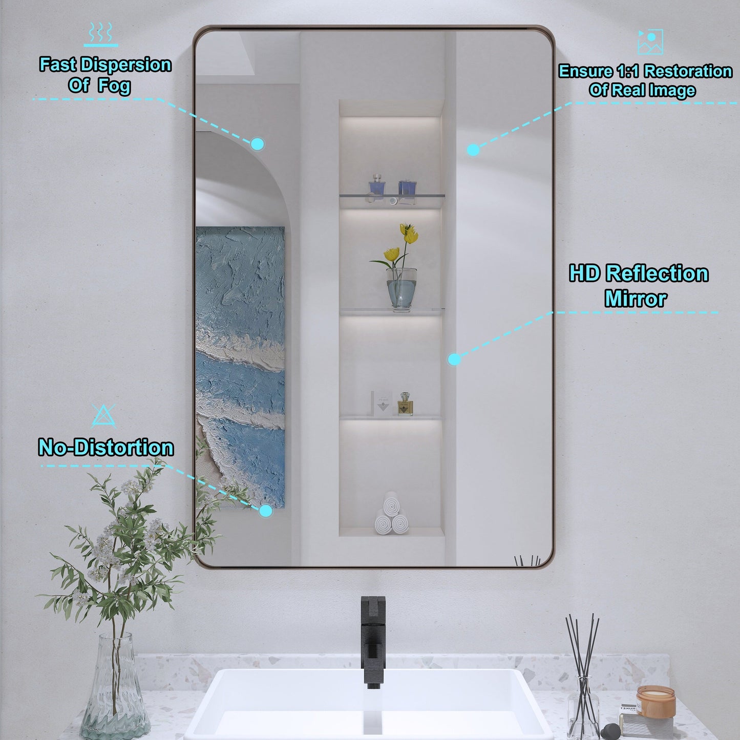 Specchio da bagno con cornice da parete