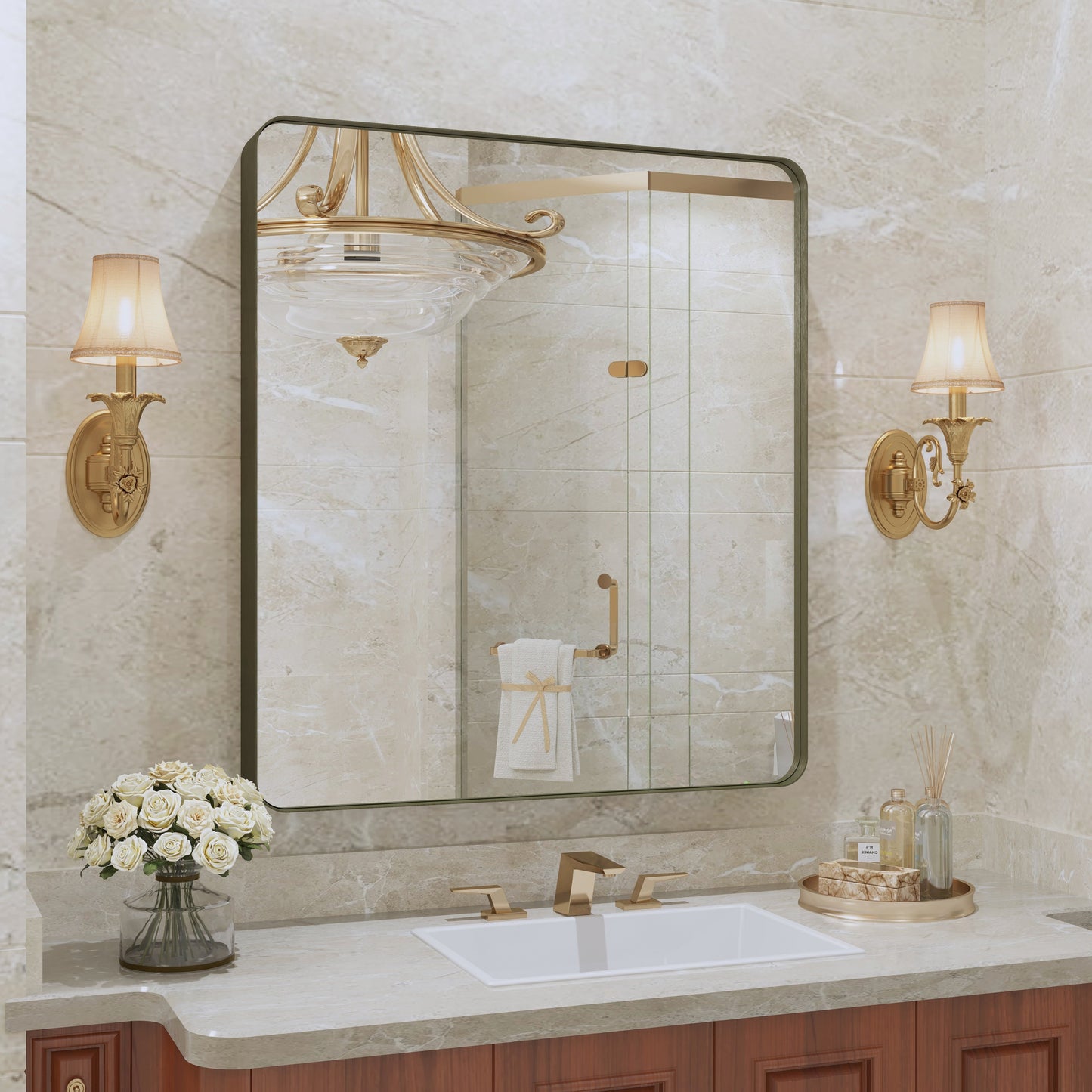 Specchio da bagno con cornice da parete