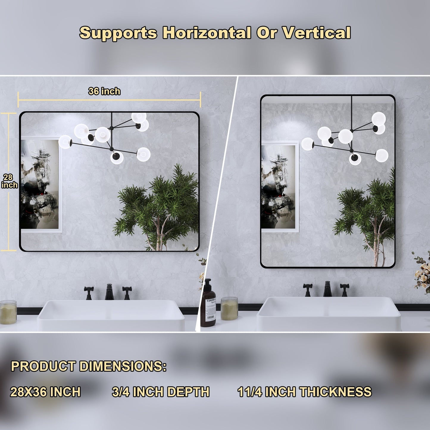 Specchio da bagno con cornice da parete