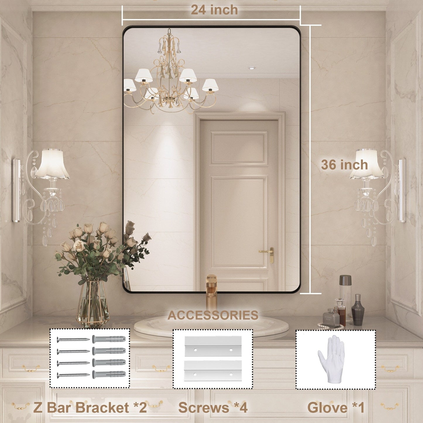 Specchio da bagno con cornice da parete
